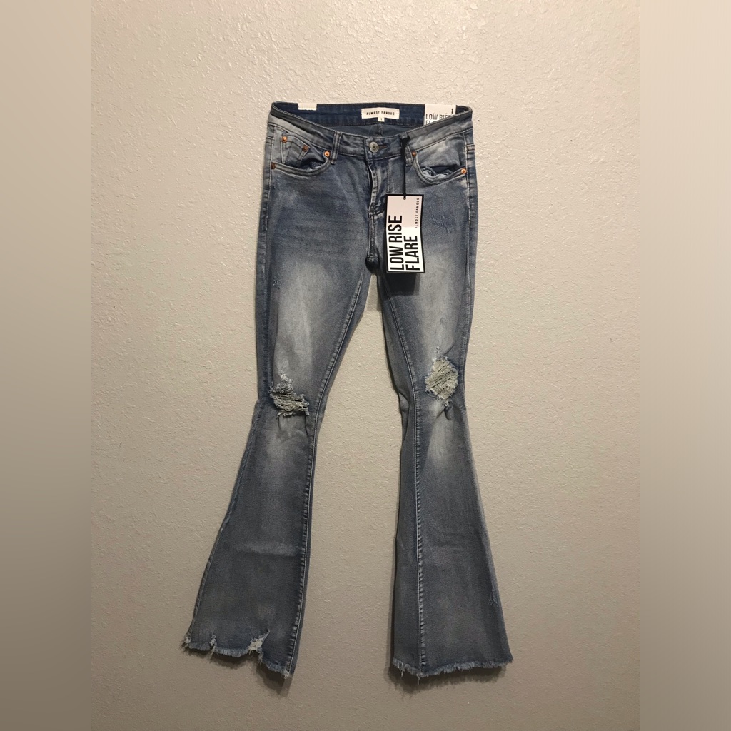 Brand New Denim Pants Low Rise Flare Denim Distressed Denim Brand New Denim Pants Low Rise Flare Denim Distressed Denim